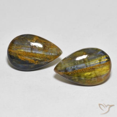 10.97ctw Natürlicher Mehrfarbig Pietersite, Birnenform, Lichtundurchlässig