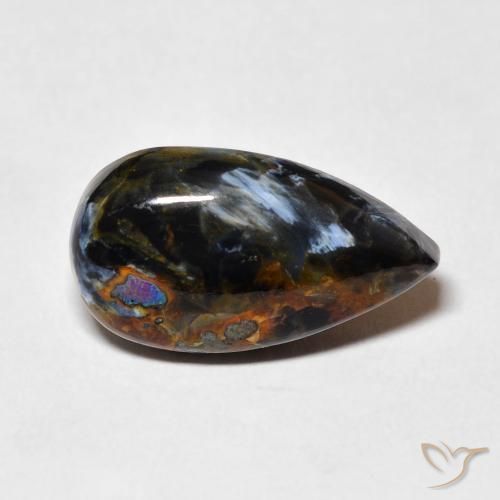 6.42ct Natürlicher Mehrfarbig Pietersite, Birnenform, Lichtundurchlässig
