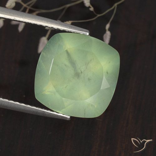 6.75ct Natürlicher Light Yellow Green  Prehnit, Kissen, Lichtdurchlässig