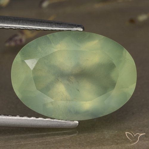 5.88ct Natürlicher Medium Green  Prehnit, Oval, Transparent / Lichtdurchlässig