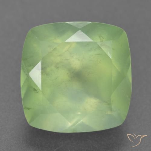 7.60ct Natürlicher Mittelgrün Prehnit, Kissen, Lichtdurchlässig