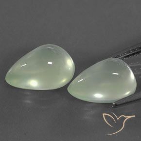 5.27 ct natürliche hellgrünlich-weiß Prehnit-Edelsteine, Birnenform, Transparent / Lichtdurchlässig