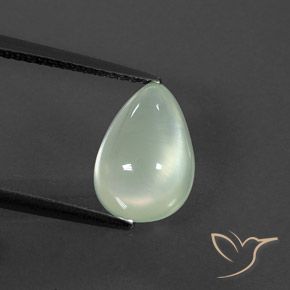 2.97ct Natürlicher Light Hazel Green    Prehnit, Birnenform, Transparent / Lichtdurchlässig
