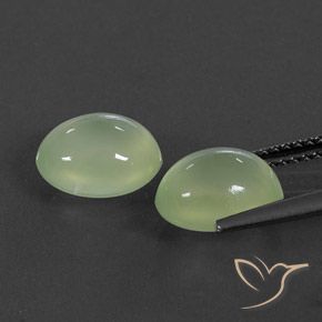 5.16 ct natürliche Pale Pear Green  Prehnit-Edelsteine, Oval, Transparent / Lichtdurchlässig