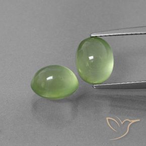 5.11ctw Natürlicher Mittelgrün Prehnit, Oval, Transparent