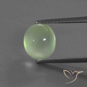 3.91ct Natürlicher Blasses Limettengrün Prehnit, Oval, Transparent