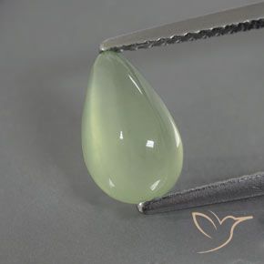 1.77ct Natürlicher Blasses Grün Prehnit, Birnenform, Transparent / Lichtdurchlässig