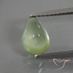 1.64ct Natürlicher Blasses Birnengrün Prehnit, Birnenform, Transparent / Lichtdurchlässig