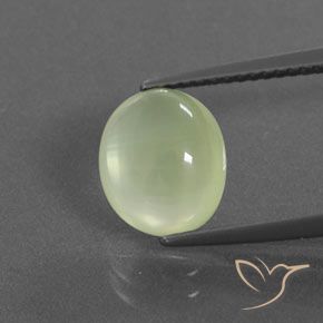 2.95ct Natürlicher Graugrün Prehnit, Oval, Transparent / Lichtdurchlässig