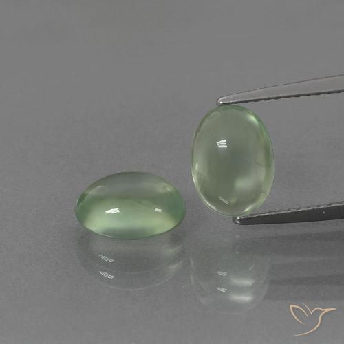4.18ctw Natürlicher Mittelgrün Prehnit, Oval, Transparent