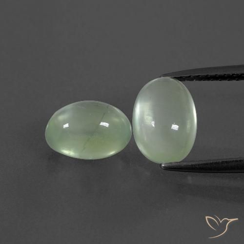 4.12ctw Natürlicher Blasses Gelbgrün Prehnit, Oval, Transparent