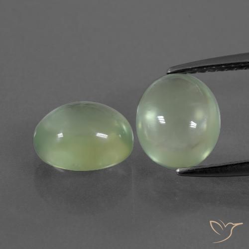 4.39ctw Natürlicher Blasses Birnengrün Prehnit, Oval, Transparent