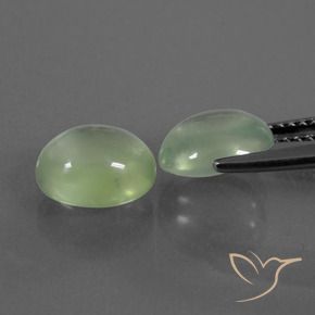4.39 ct natürliche Blasses Birnengrün Prehnit-Edelsteine, Oval, Transparent