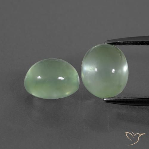 3.97ctw Natürlicher Sehr helles Grün Prehnit, Oval, Transparent