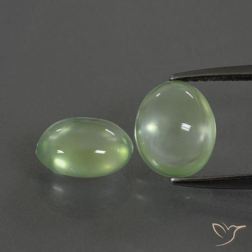 3.94ctw Natürlicher Mittelgrün Prehnit, Oval, Transparent
