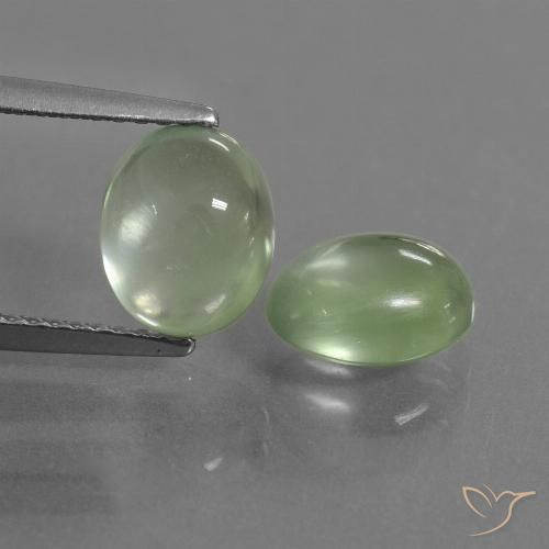 3.79ctw Natürlicher Warmes Grün Prehnit, Oval, Transparent