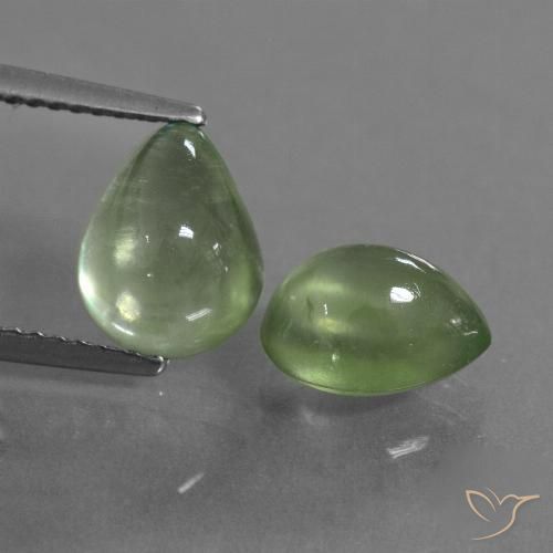 4.45ctw Natürlicher Warmes Grün Prehnit, Birnenform, Transparent