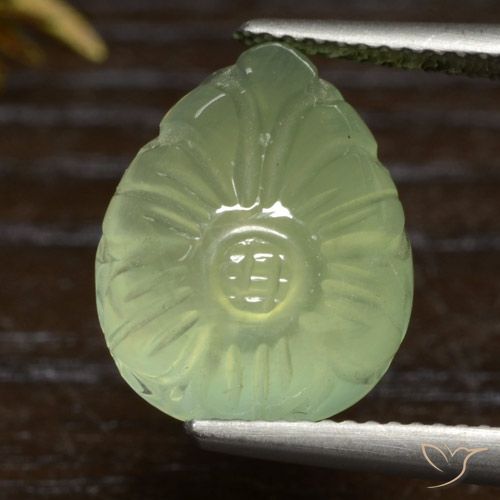 10.20ct Natürlicher gelb-grün Prehnit, Birnenform, Lichtdurchlässig