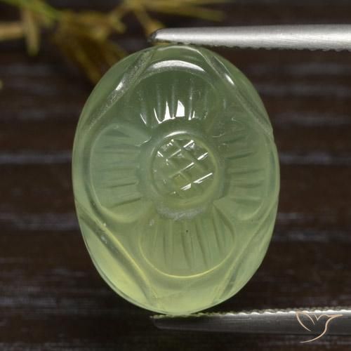 19.84ct Natürlicher gelb-grün Prehnit, Oval, Lichtdurchlässig