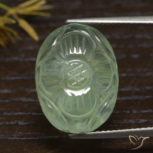 15.27ct Natürlicher Warmes Grün Prehnit, Oval, Lichtdurchlässig