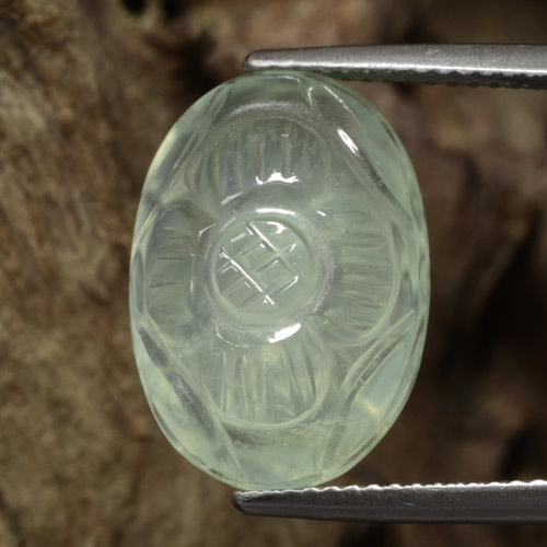 9,17 ctw natürlicher Sehr helles Grün Prehnit, Blumenschliff, Lichtdurchlässig