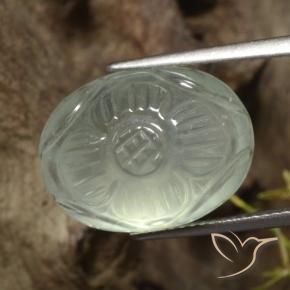 9,17 ctw natürlicher Sehr helles Grün Prehnit, Blumen-Schliff, Lichtdurchlässig