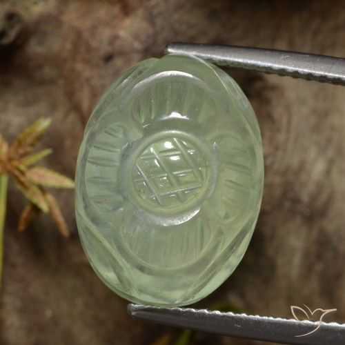 12.99ct Natürlicher hellgrün Prehnit, Blumen-Schliff, Lichtdurchlässig