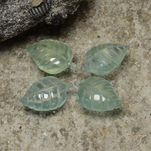 14.67ctw Natürlicher Helles Meeresgrün Prehnit, Blumen-Schliff, Transparent