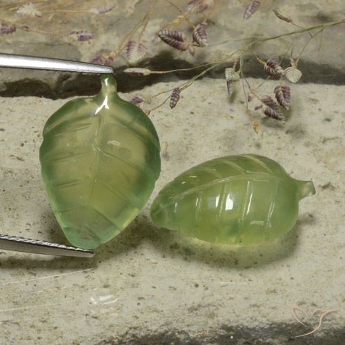 20.03ctw Natürlicher Warmes Grün Prehnit, Blumen-Schliff, Lichtdurchlässig