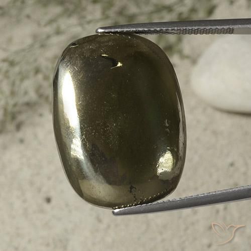 33.29ct Natürlicher Golden Pyrit, Kissen, Lichtundurchlässig