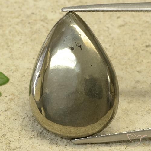 29.05ct Natürlicher Golden Pyrit, Birnenform, Lichtundurchlässig