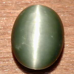 8,58 ctw natürlicher grüner Quartz Cat's Eye, Oval Schliff, Lichtundurchlässig