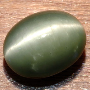 8,58 ctw natürlicher grüner Quartz Cat's Eye, Oval Schliff, Lichtundurchlässig