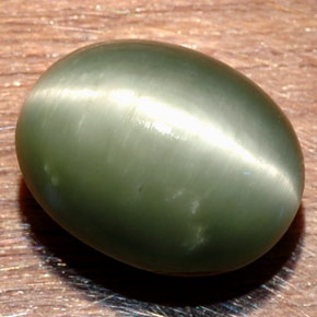 8,58 ctw natürlicher grüner Quartz Cat's Eye, Oval Schliff, Lichtundurchlässig