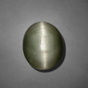 7,45 ctw natürlicher grüner Quartz Cat's Eye, Oval Schliff, Lichtundurchlässig