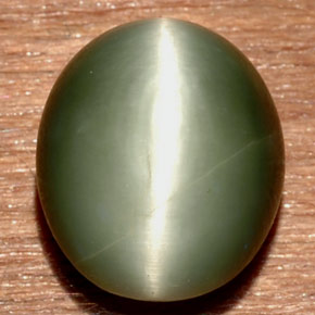 7,32 ctw natürlicher grüner Quartz Cat's Eye, Oval Schliff, Lichtundurchlässig