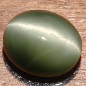 7,32 ctw natürlicher grüner Quartz Cat's Eye, Oval Schliff, Lichtundurchlässig