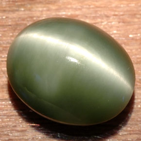 7,54 ctw natürlicher grüner Quarz Katzenauge, Oval Schliff, Lichtundurchlässig
