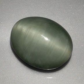 3,91 ctw natürlicher grüner Quartz Cat's Eye, Oval Schliff, Lichtundurchlässig