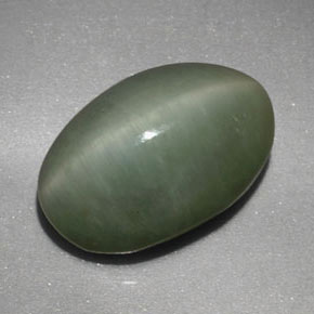 4,77 ctw natürlicher grüner Quartz Cat's Eye, Oval Schliff, Lichtundurchlässig