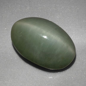 4,77 ctw natürlicher grüner Quartz Cat's Eye, Oval Schliff, Lichtundurchlässig
