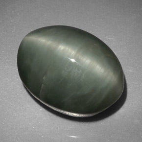 8,45 ctw natürlicher grüner Quartz Cat's Eye, Oval Schliff, Lichtundurchlässig