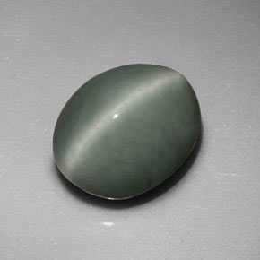 6,01 ctw natürlicher grüner Quartz Cat's Eye, Oval Schliff, Lichtundurchlässig