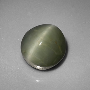 5,45 ctw natürlicher grüner Quartz Cat's Eye, Oval Schliff, Lichtundurchlässig
