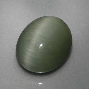 3,64 ctw natürlicher grüner Quartz Cat's Eye, Oval Schliff, Lichtundurchlässig