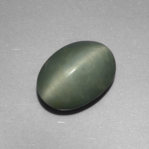 4,48 ctw natürlicher grüner Quartz Cat's Eye, Oval Schliff, Lichtundurchlässig