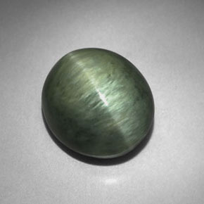 9,17 ctw natürlicher Grün Quarz-Katzenauge, Oval Schliff, Lichtundurchlässig