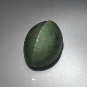 5,53 ctw natürlicher grüner Quartz Cat's Eye, Oval Schliff, Lichtundurchlässig