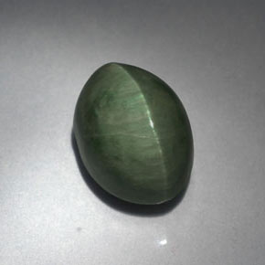 5,53 ctw natürlicher grüner Quartz Cat's Eye, Oval Schliff, Lichtundurchlässig
