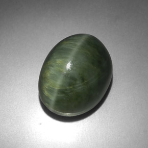 7,21 ctw natürlicher grüner Quartz Cat's Eye, Oval Schliff, Lichtundurchlässig